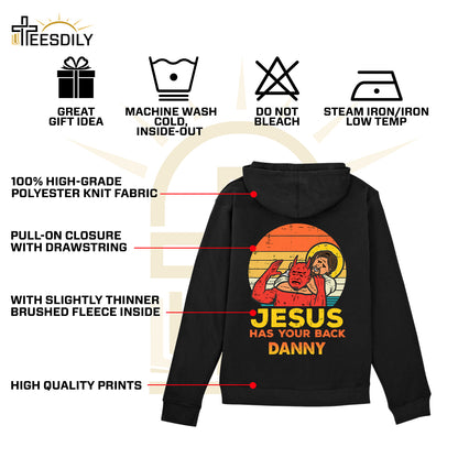 Teesdily | Customized Jesus And Devil Shirt, Jesus Has You Back Back Design Tee Sweatshirt Hoodie Mug, Jesus Lovers Gifts, Jesus Saves Me Shirt