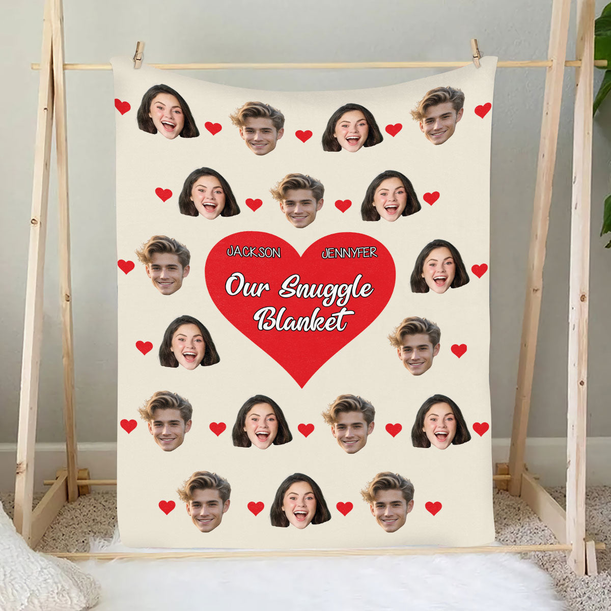 Teesdily | Couple Funny Customize Blankets With Photos Our Snuggle Blanket Custom Blanket With Face Cute Gift For Valentine Anniversary Christmas