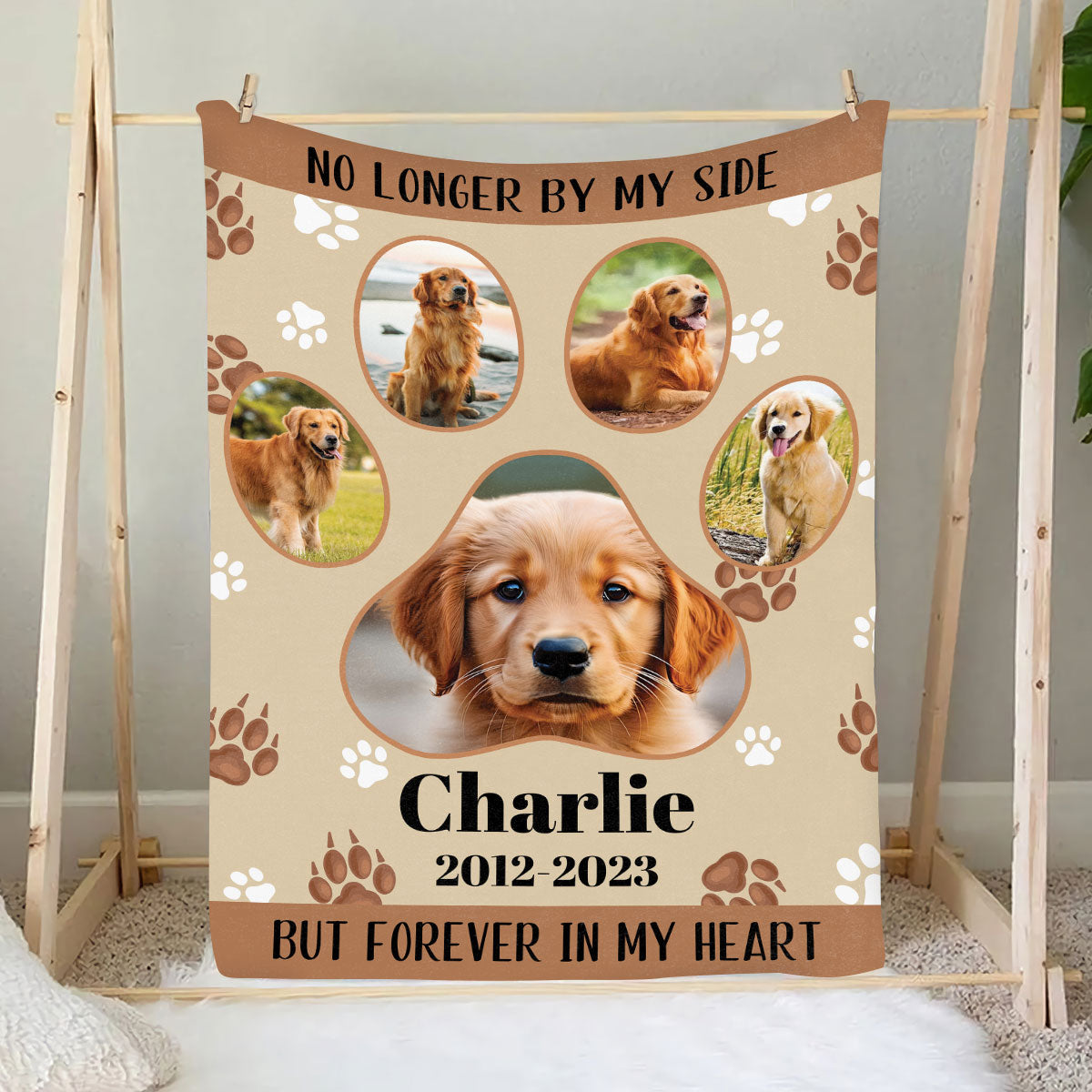 Teesdily | Pet Memorial Custom Photo Fleece Blanket, Pet Forever In My Heart Throw Blanket, Pet Paw Blankets, Pet Photo Blanket, Dog Remembrance Gifts