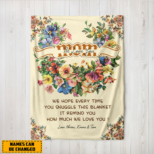 Teesdily | Personalized To My Mom Blanket, Flower Mother Blanket Throw, Letter From Son To Mom Blanket, We Love You Mom Blanket