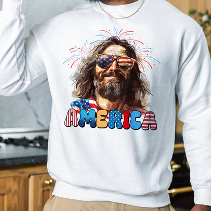 Teesdily | Cool Jesus American Flag T-shirt, Christina God American Sweatshirt, Happy Independence Day Gift, Christian Mug Cup, Father's Day Shirt