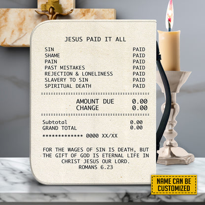 Teesdily | Customized Jesus Pray Bible Cover, Jesus Paid It All Bible Case, Eternal Life In Christ Jesus Our Lord Bible Bag, Christian Art Gifts