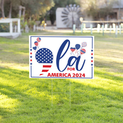 Teesdily | Comma La Yard Sign, Comma La For America 2024 Lawn Sign, Home Decor Metal Outdoor Sign, Patriot Garden Banner, Girl Power Madam Gifts