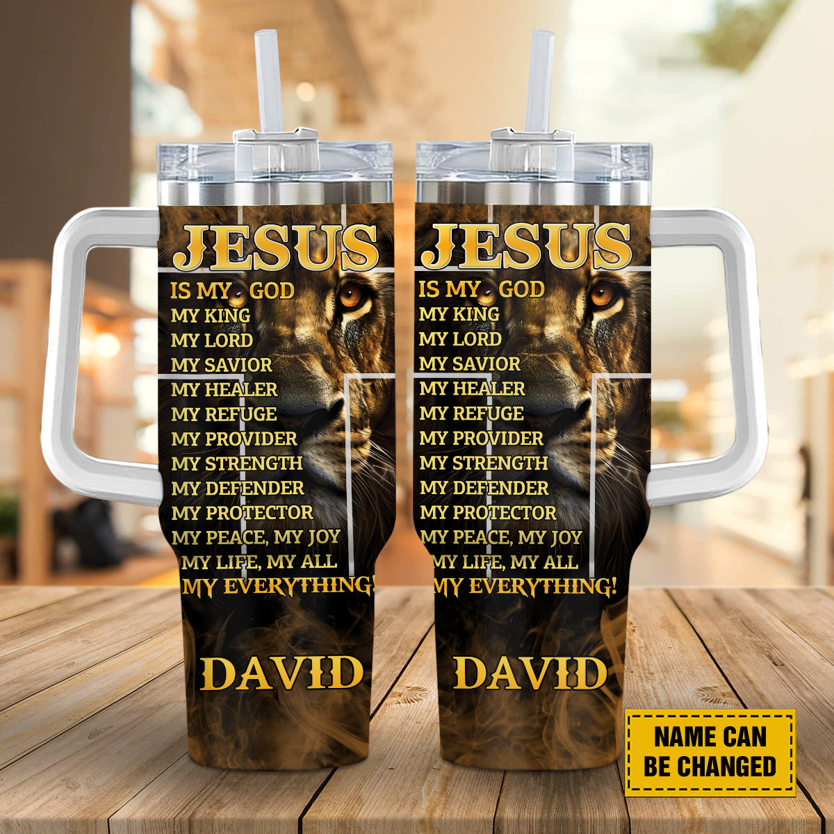 Teesdily | Customized Jesus Lion Of Judah Tumbler, Jesus Is My God My King Stainless Tumbler, Jesus Believer Gifts, Christian Gifts 40oz Tumbler