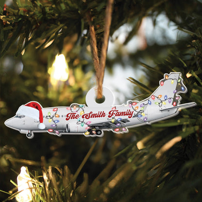 Teesdily | Customized Plane Ornament Christmas, Passenger Plane Ornament Acrylic, Airplane Ornament Christmas Gift