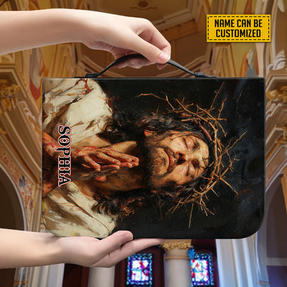 Teesdily | Customized Jesus Pray Bible Cover, Jesus Paid It All Bible Case, Eternal Life In Christ Jesus Our Lord Bible Bag, Christian Art Gifts