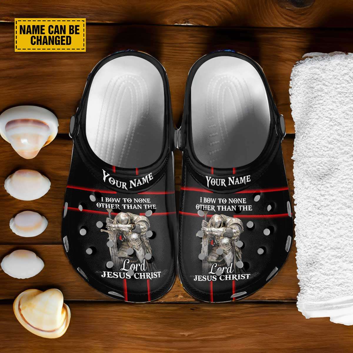 Teesdily | Customized Jesus Warrior Clogs Shoes, I Bow To None Other Than The Lord Classic Clogs, Religious Kid And Adult Eva Clog, Jesus Lovers Gifts