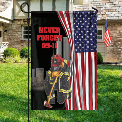 Teesdily | Never Forget September 11th Garden Flag, Firefighter American Flag House Yard Outdoor Decor, Patriot Day Gifts