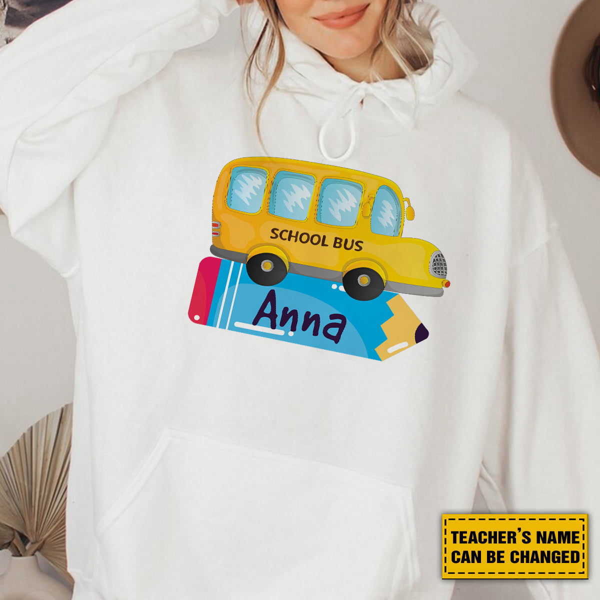 Teesdily | Teacher Customized School Bus Pencil Shirt, Back To School Day T-shirt, Teacher Life Sweatshirt Hoodie Mug, First Day Of School Gifts