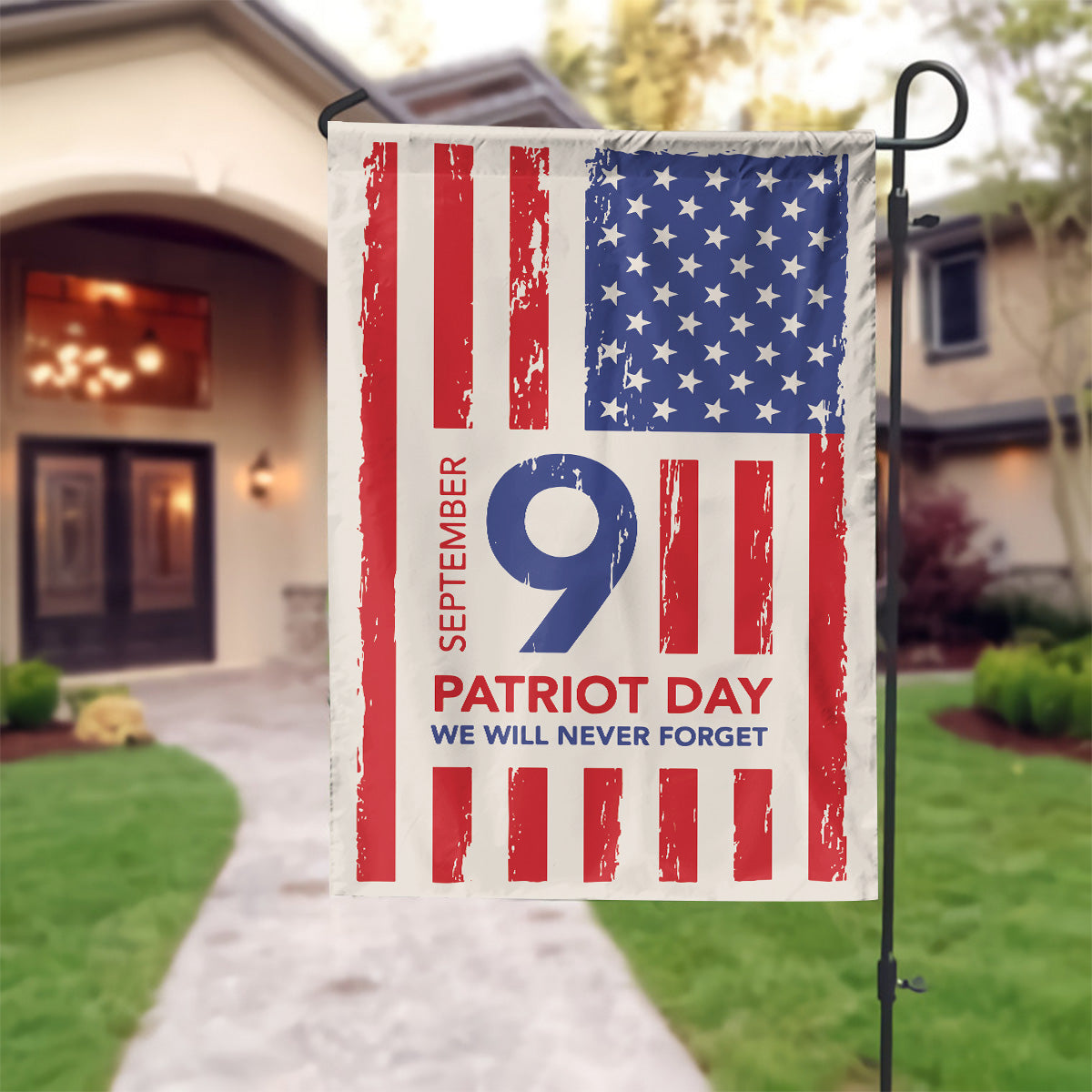 Teesdily | Never Forget 911 House Flag, 911 Patriot Day Garden Flag, American Flag September 11th Patriot Day, Memorial Day Never Forget Yard Flag