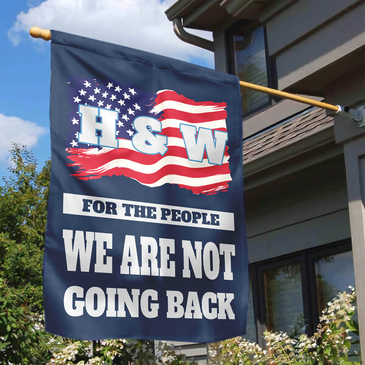 Teesdily | We Are Not Going Back Garden Flag, H & W 2024 Garden Flag, American Flag Progressive Yard Banner Decoration Gift