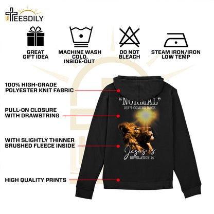 Teesdily | Jesus Lion Of Judah Shirt, Normal Isn't Coming Back Jesus Is Revelation 14 Jesus Sweatshirt Hoodie Mug, God Believer Back Side Shirt