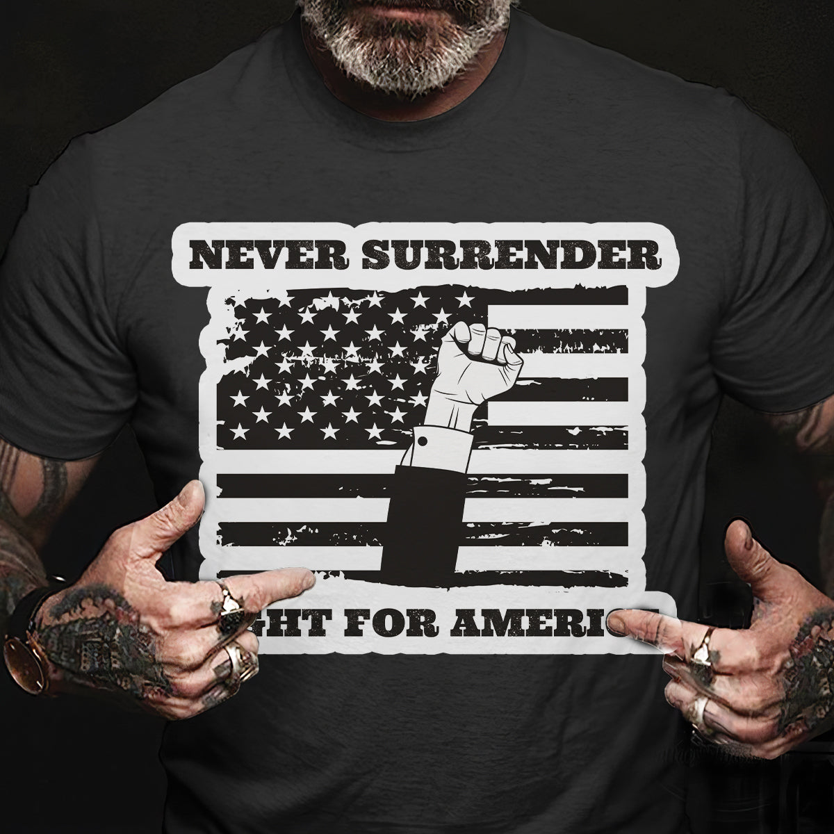 Teesdily | American Flag Shirt, Never Surrender Fight For American Sweatshirt Hoodie Mug, Legend USA 2024 Shirt, 45 47 Patriotic Shirt Gift Men