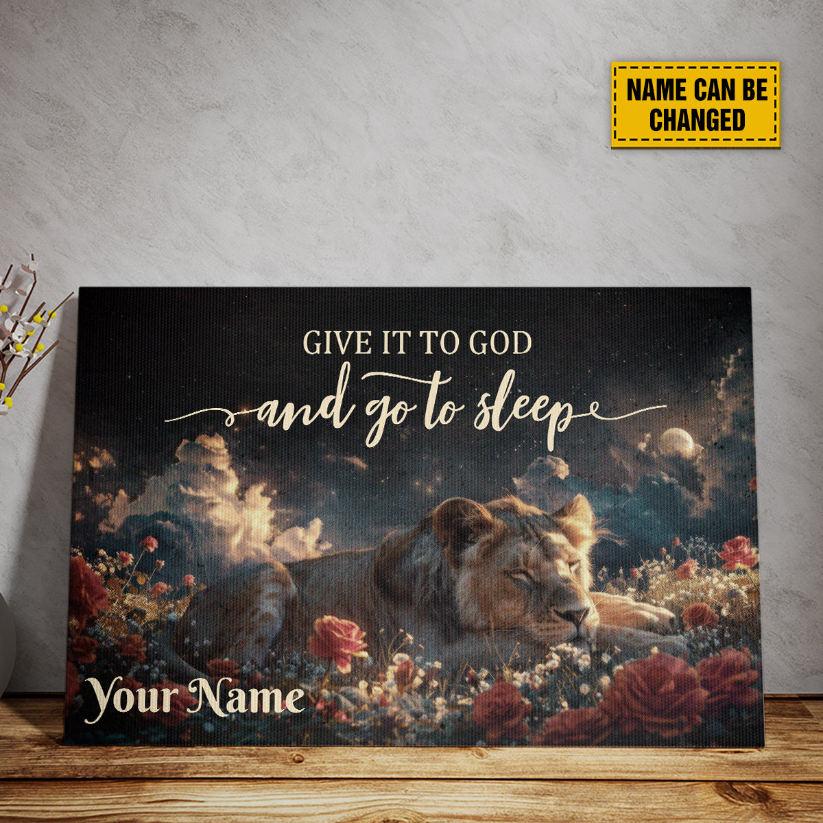 Teesdily | Customized Jesus Lion Of Judah Canvas, Give It To God And Go To Sleep Poster, Gift For Jesus Lovers, Religious Poster, Christian Home Decor