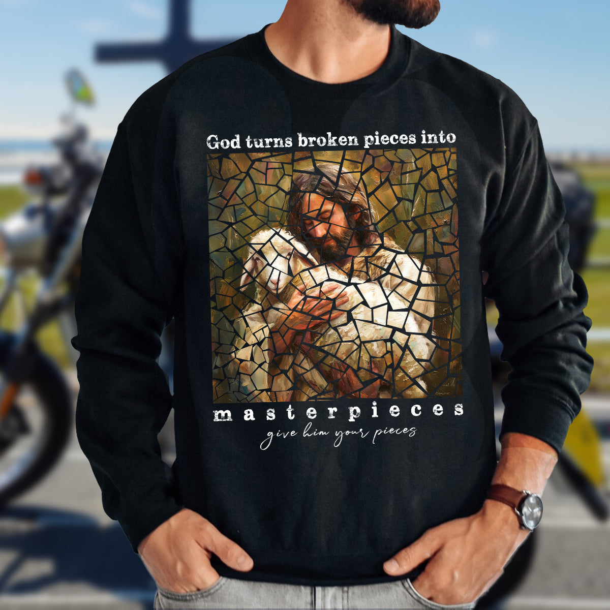 Teesdily | Jesus Lamb Of God Shirt, God Turns Broken Pieces Into Masterpieces Shirt, Christian Unisex Shirt Hoodie Sweatshirt Mug, Jesus Lovers Gifts