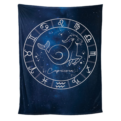 Teesdily | Capricorn Personalized Fleece Blanket With Name Horoscope Sherpa Blanket Zodiac Sign Constellation Astrology Adult Kid Birthday Gifts