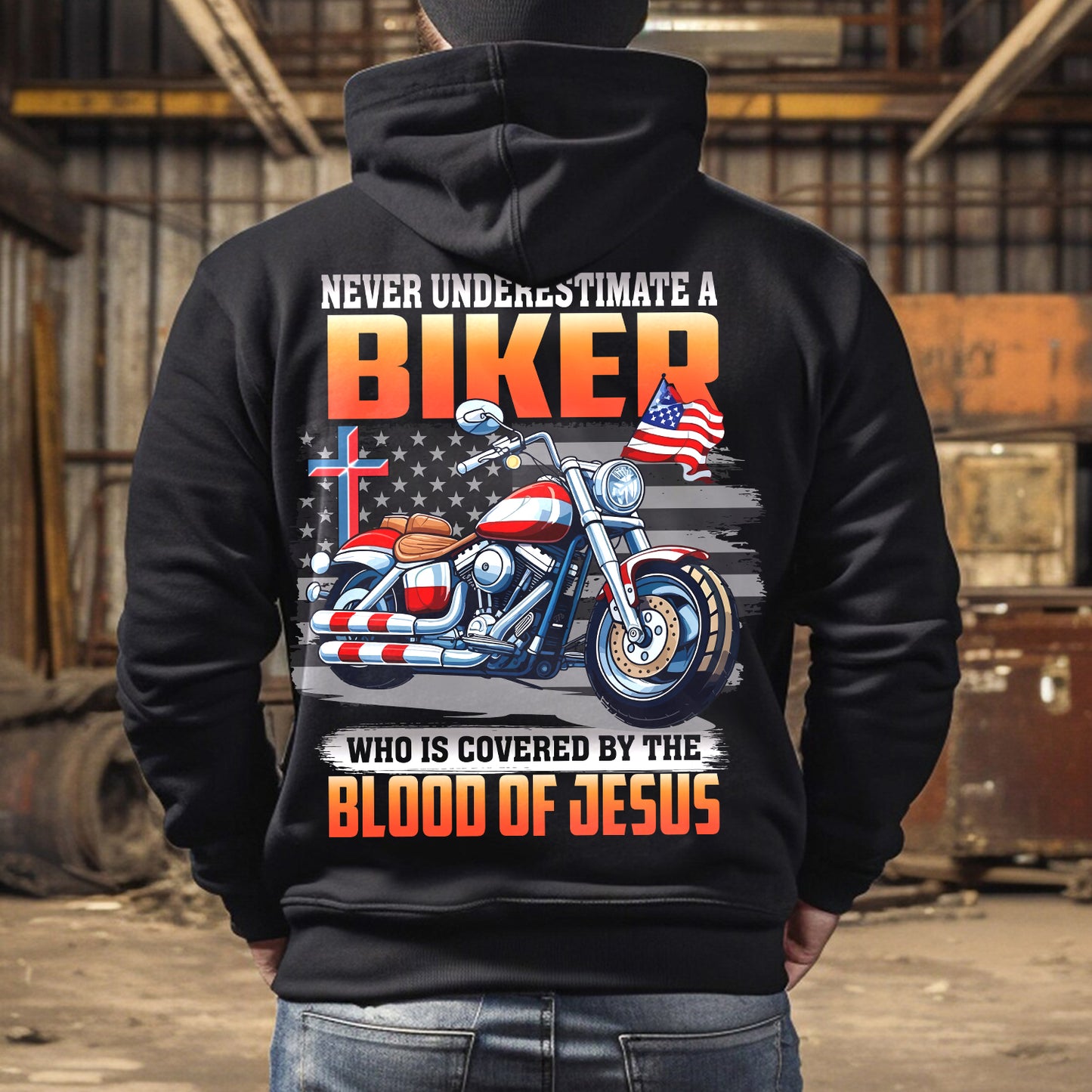 Teesdily | Christian Biker Shirt, Never Underestimate A Biker Back Design Shirt, Biker Unisex Hoodie Sweatshirt, Biker Gift Mug, Speed Lovers