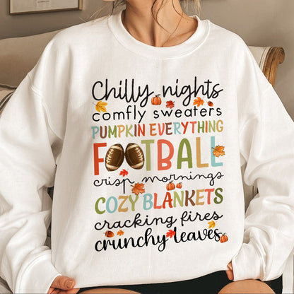 Teesdily | Fall T-shirt, Chilly Nights Pumpkin Everything Crunchy Leaves Tee Sweatshirt Hoodie Mug, Thanksgiving Gift, Autumn Pumkin Shirt