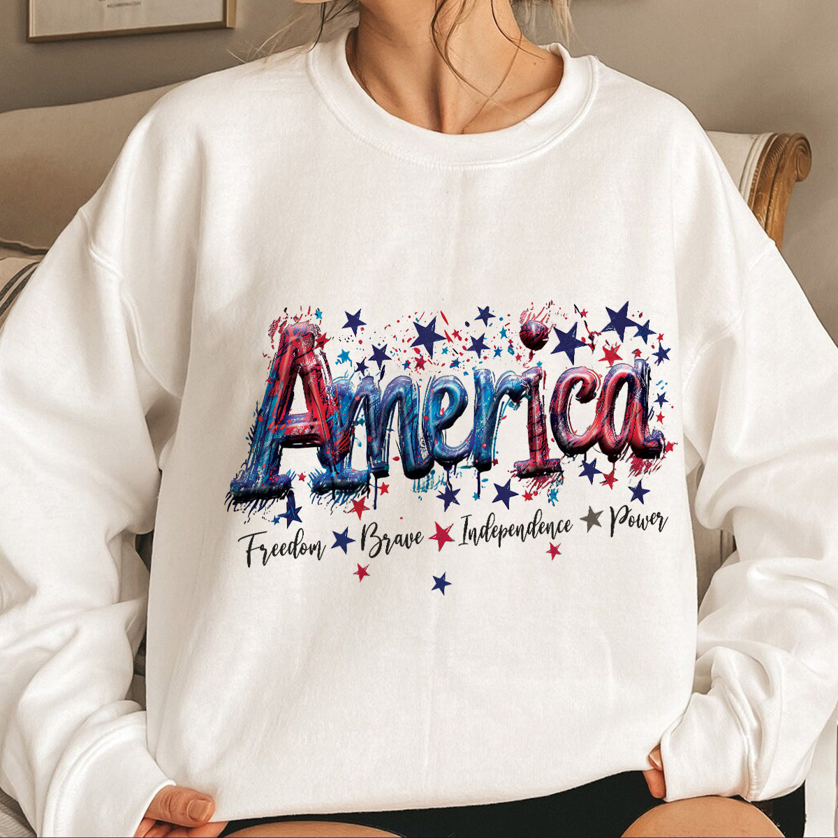 Teesdily | America Shirt, Freedom Brave Independence Power, Indepdence Day Sweatshirt Hoodie, American Pride Gifts Mug