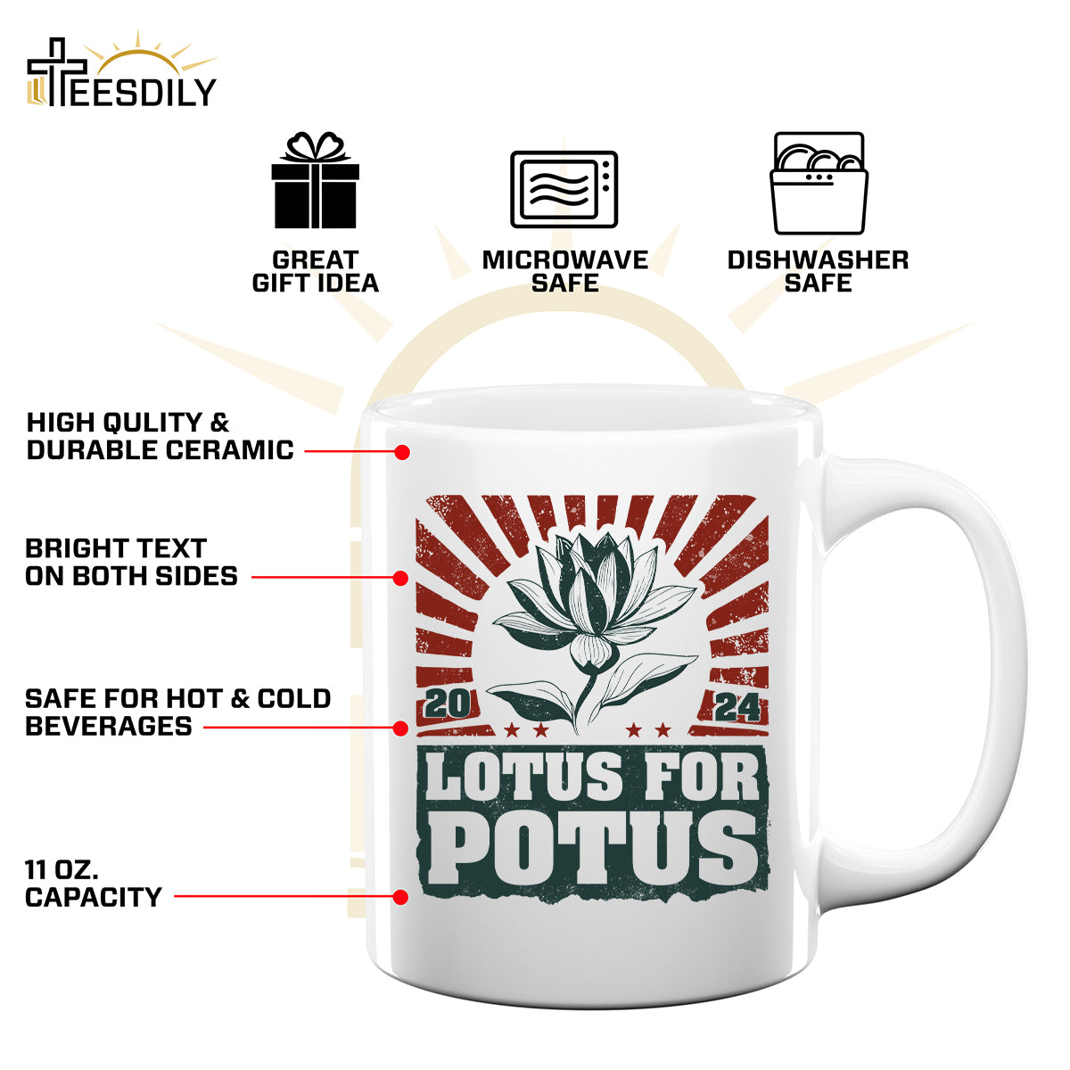 Teesdily | Lotus Shirt, Lotus For Potus T-shirt, Madame Leader Sweatshirt Hoodie Mug, Potus Shirt, Ka-mala Shirt, I'm Speaking Tee, Gift For Women