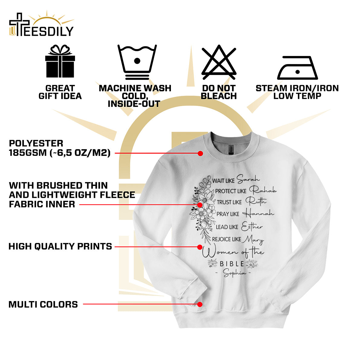 Teesdily | Customized Women Of The Bible Shirt, Wait Like Sarah Rejoice Like Mary Tee Sweatshirt Hoodie Mug, Christian Lovers Gifts, Jesus Pastor Tee