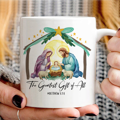 Teesdily | The Greatest Gift Of All Shirt, Nativity Shirt, Christian Nativity Christmas Sweatshirt Hoodie Mug, Religious Gift