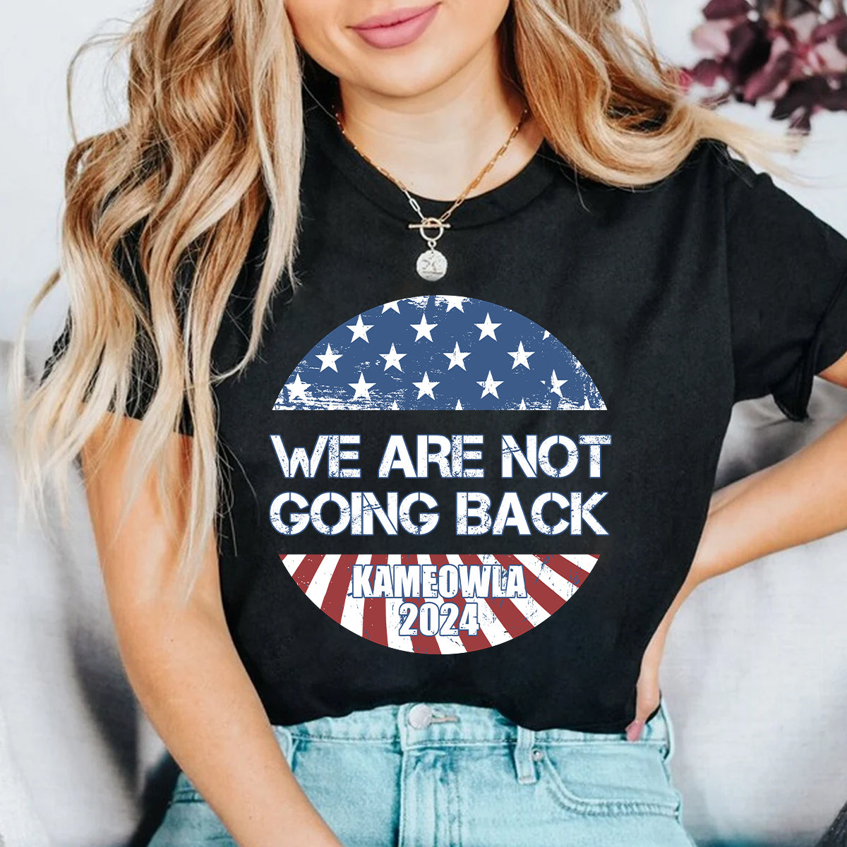 Teesdily | We Are Not Going Back Shirt, Not Going Back Kameowla 2024 T-shirt, Childless Cat Lady Sweatshirt Hoodie Mug, Women Gifts