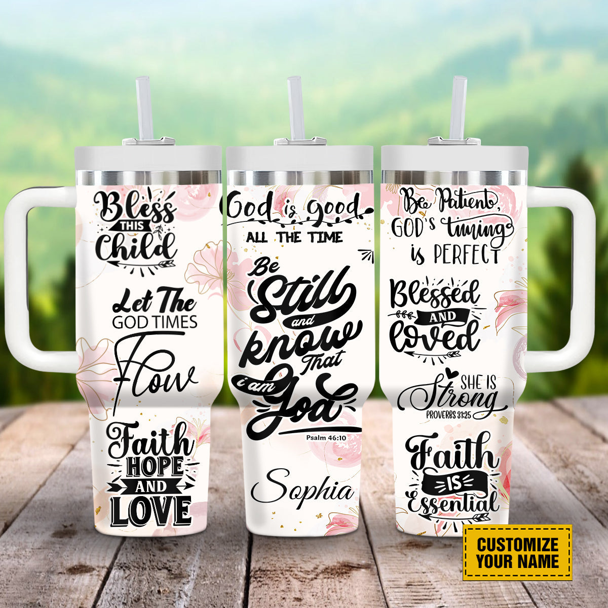 Teesdily | Personalized God Bible Verses 40 oz Tumbler, Jesus God Affirmation Travel Tumbler, God Inspiration Gift For Daughters, Custom Tumbler