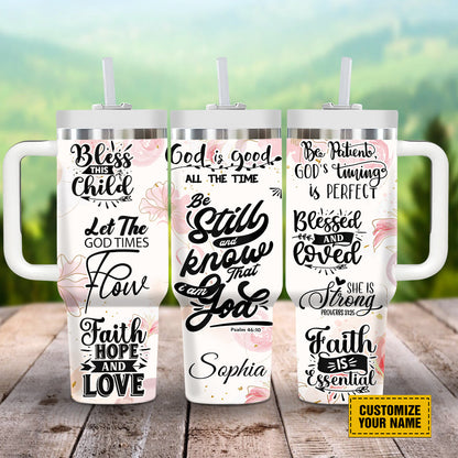 Teesdily | Personalized God Bible Verses 40 oz Tumbler, Jesus God Affirmation Travel Tumbler, God Inspiration Gift For Daughters, Custom Tumbler