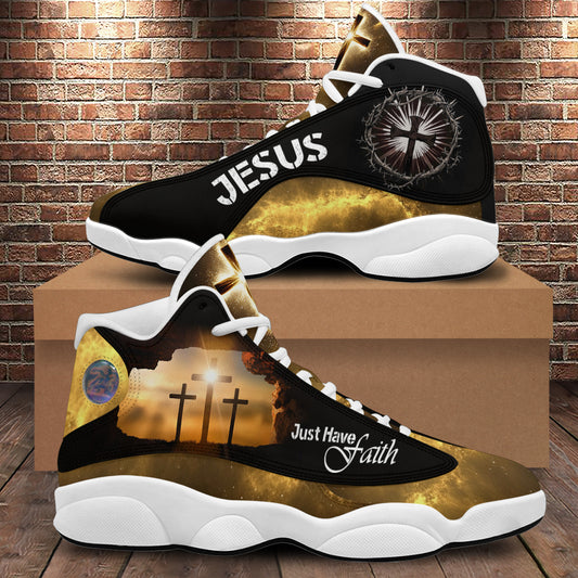 Teesdily | Jesus Christ Cross Basketball Shoes, Just Have Faith Christian Running Shoes, Footwear Sport Religious Faith Gift