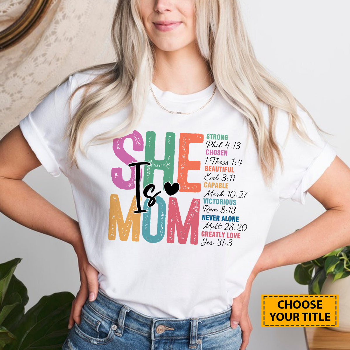 Teesdily | She Is Mom Customized Jesus Mommy White Shirt, Jesus Lovers, Mother's Day Gift, Unisex Tshirt Size S-5xl