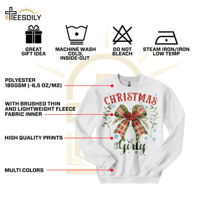 Teesdily | Vintage Coquette Bow Christmas Girly Shirt, Christmas Coquette Bow Sweatshirt, Christmas Party Hoodie Mug, Merry Christmas Gift