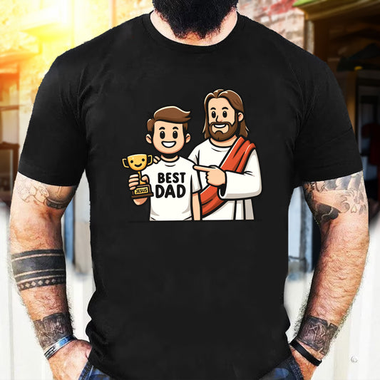 Teesdily | Jesus And Dad Shirt, Best Dad Tshirt, Happy Father's Day Gift, Faith God Gift, Unisex Tshirt Hoodie Sweatshirt Mug