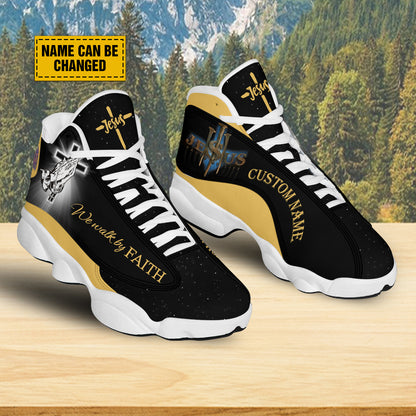 Teesdily | Jesus Saved My Life Basketball Shoes, Jesus Christ Walk By Faith Running Shoes, God Prayer Footwear Unisex Basketball Shoes