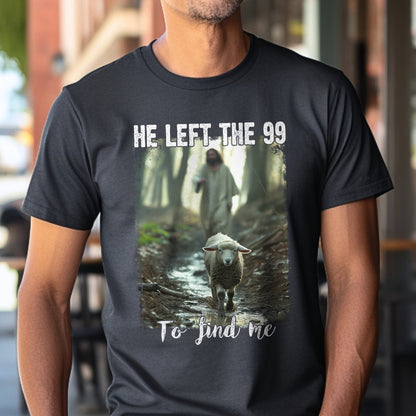 Teesdily | Lamb Of God Shirt, He Left The 99 To Find Me T-Shirt, Jesus Running After A Lost Lamb Sweatshirt Hoodie Mug, Christian Jesus Lover Gift