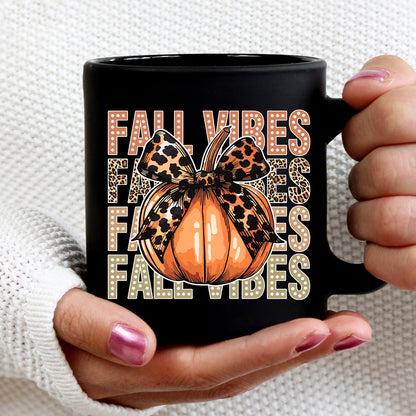 Teesdily | Retro Fall Vibes Pumpkin Bow Shirt, Halloween Pumpkin Ghost Bow Leopard Sweatshirt, Happy Fall Hoodie Mug, Fall Tee