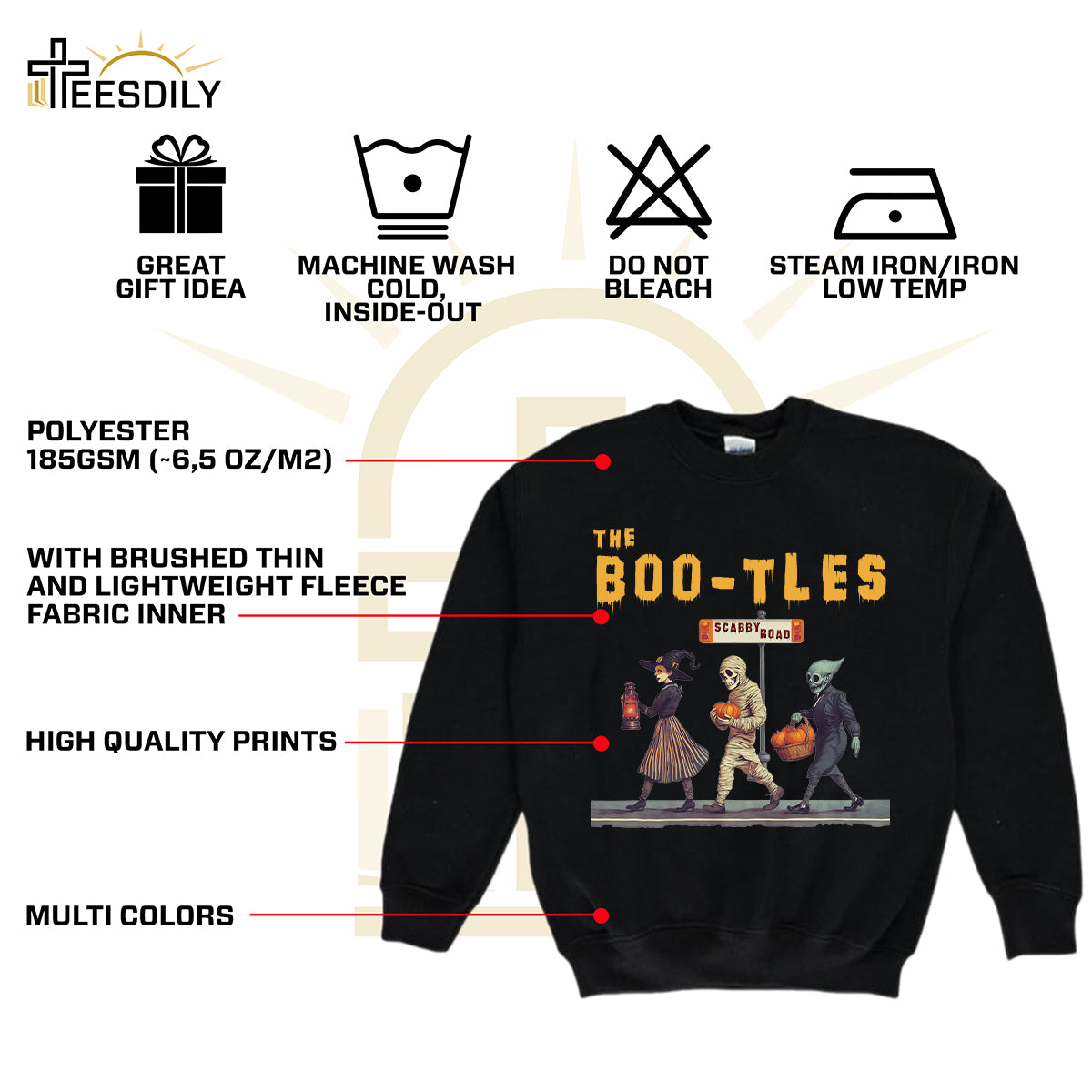 Teesdily | The Boo-tles Shirt, Retro Halloween Ghost Sweatshirt, Scabby Road Witchy Hoodie Mug, Spooky Season Skeleton Pumpkin Halloween Boo Gift