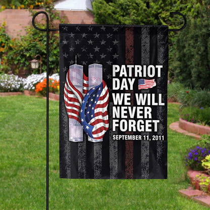 Teesdily | Patriot Day We Will Never Forget House Flag, Firefighter Thin The Red Yard Flag, September 11 Day Garden Flag, Patriot Day Gifts