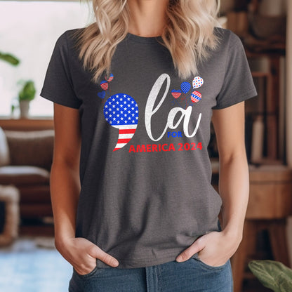 Teesdily | Comma La Shirt, Comma La For America T-shirt, 2024 American Flag Balloon Sweatshirt Hoodie Mug, Girl Power Patriot Gift