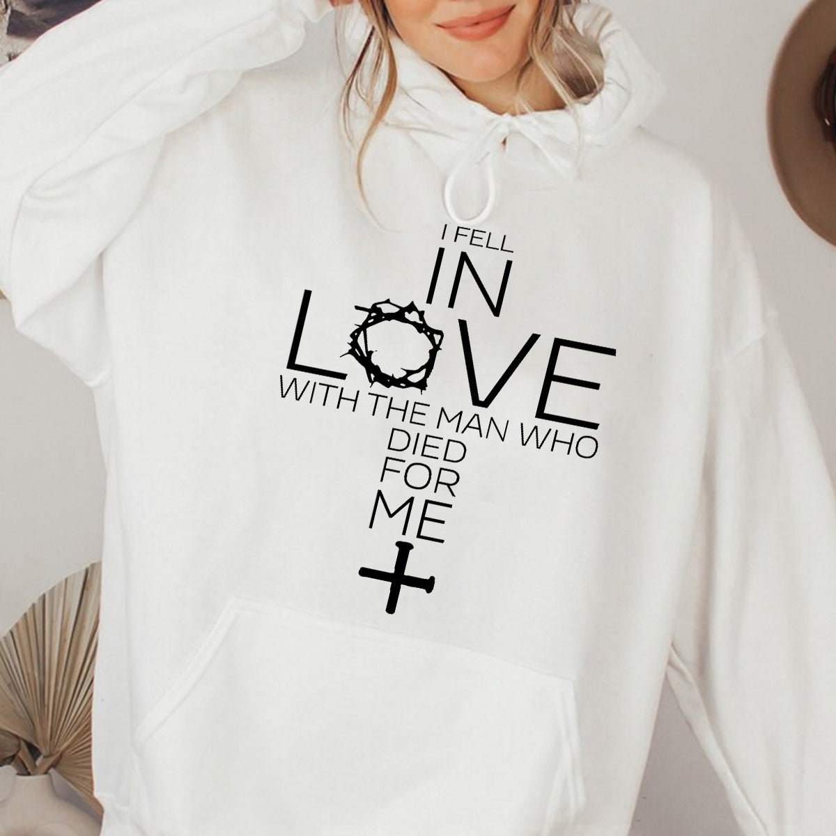 Teesdily | Jesus Cross Shirt, I Fell In Love With The Man Who Died For Me Tee Sweatshirt Hoodie Mug, Jesus Lovers Gifts, Christian Tee