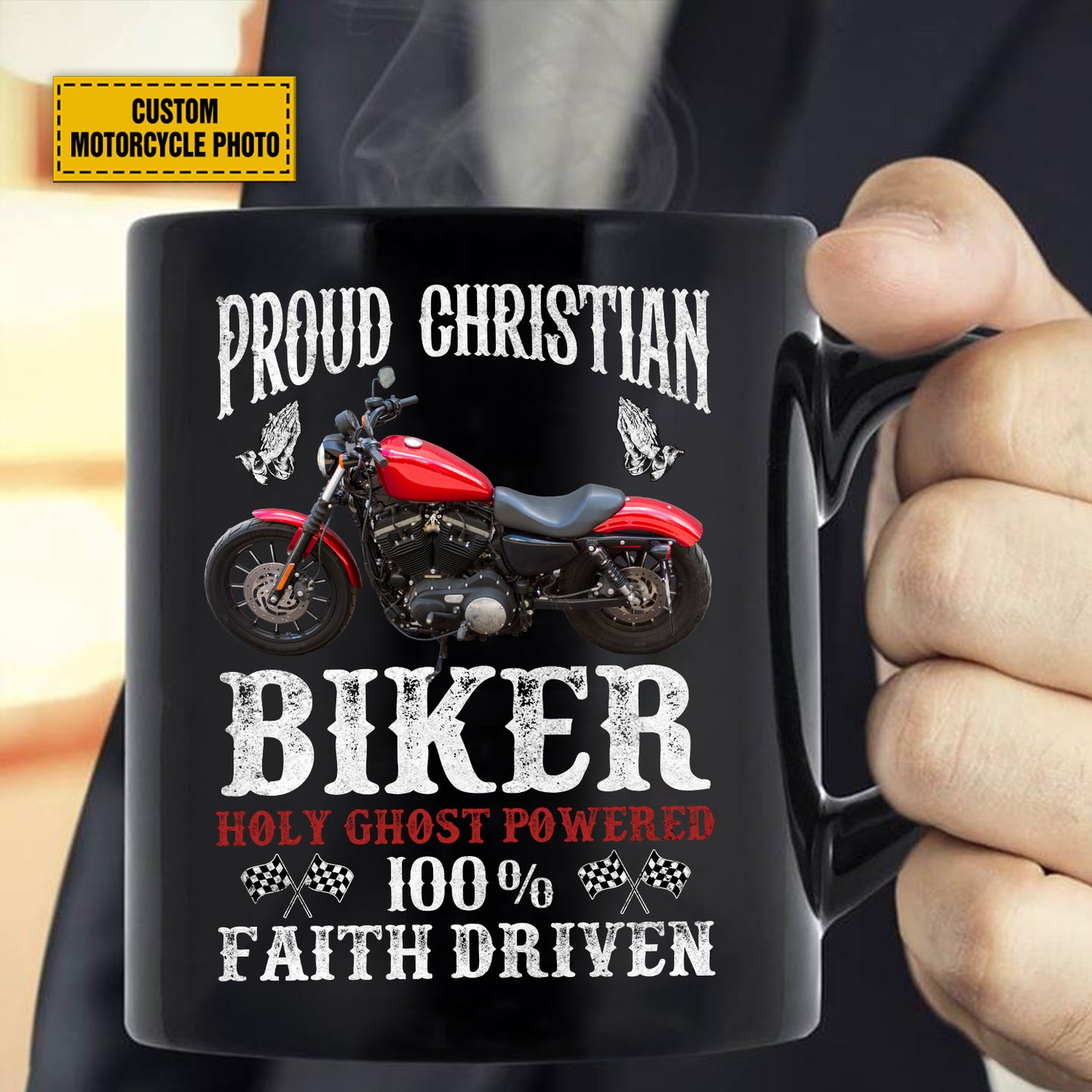 Teesdily | Christian Biker Customized Graphic Tees Men, Motorcycle Faith Driven Men's T-shirts Hoodie Sweatshirt Mug, Speed Lover Gifts, Biker Tops