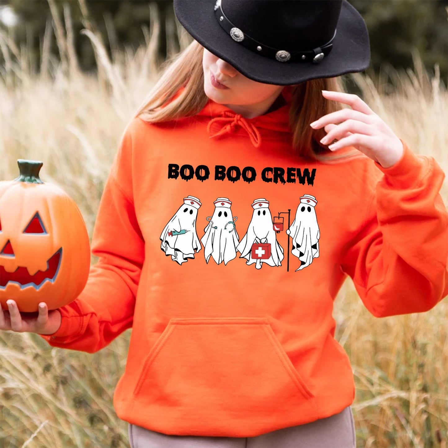 Teesdily | Funny Halloween Nurse T-shirt, Boo Boo Crew Cute Ghost Tee Sweatshirt Hoodie Mug, Halloween Nursing Gift, Cute Nurse Spooky Season Gifts