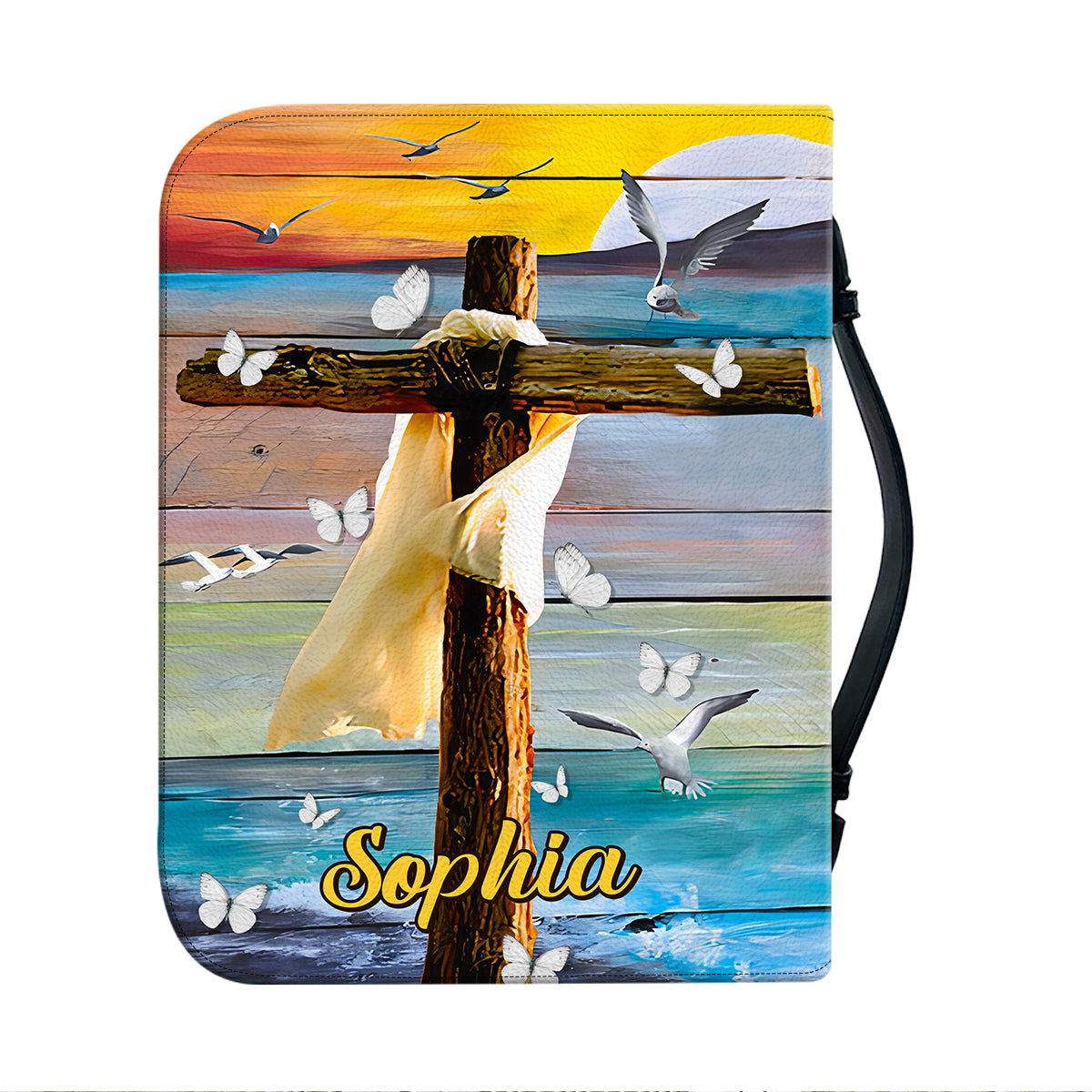 Teesdily | Customized Jesus Cross Butterfly Bible Protector Be Strong And Courageous Do Not Be Afraid God Inspiration Pastor Gifts