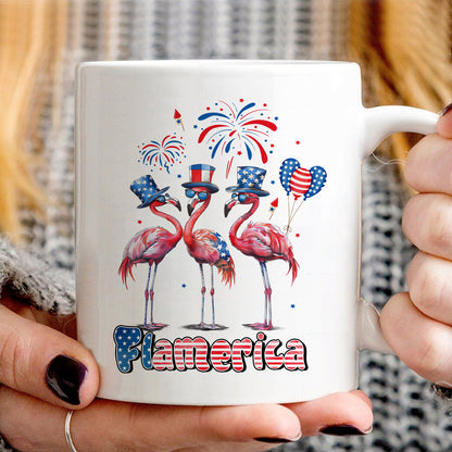 Teesdily | Flamingo American Flag Shirt, Flamerica 4th Of July Shirt, Flamingo Patriotic Tee, Flamerica Sweatshirt Hoodie Mug, Independence Day Gifts