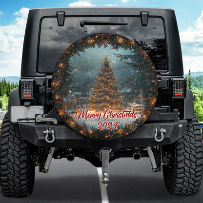 Teesdily | Holy Family Car Spare Tire Cover, Merry Christmas 2024 Wheel Cover, Jesus Christmas Tire Protector Decoration Gift