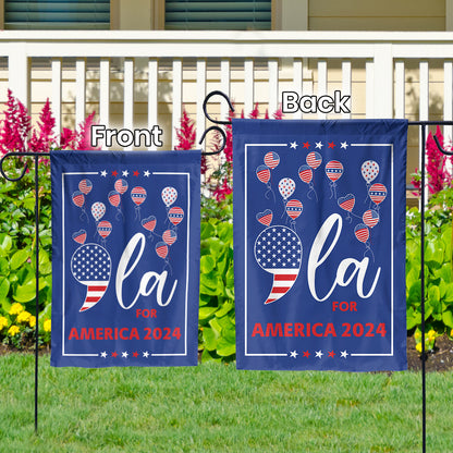 Teesdily | Comma La Flag House, Comma La For America 2024 Garden Flag, Patriot Garden Flag Banner, Girl Power Madam Women, Yard Decor