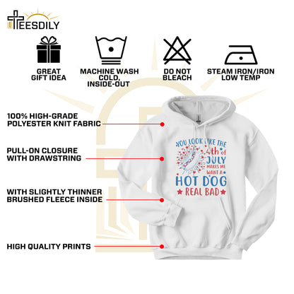 Teesdily | Hotdog Funny Independence Day Shirt, You Look Like The 4th Of July Sweatshirt Hoodie Mug, Retro Vintage America