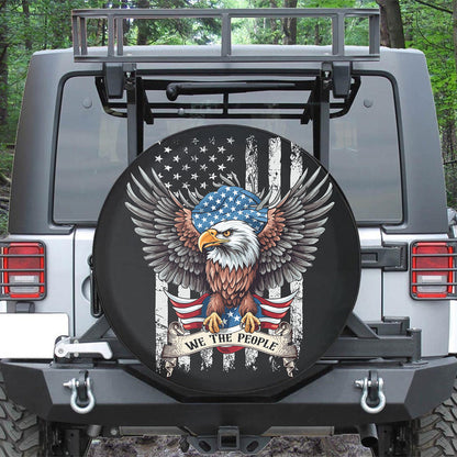 Teesdily | We The People Eagle Car Spare Tire Cover, American flag Tire Protector, 4th of july wheel cover, Car accessories, independence  gift