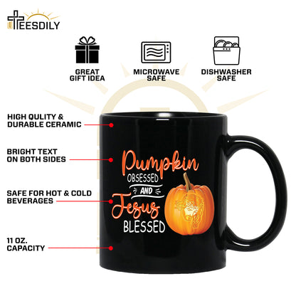 Teesdily | Jesus Pumpkin Shirt, Pumpkin Obsessed And Jesus Blessed Autumn Tee Sweatshirt Hoodie Mug, Christian Apparel, Pumpkin Jesus Lovers Gifts