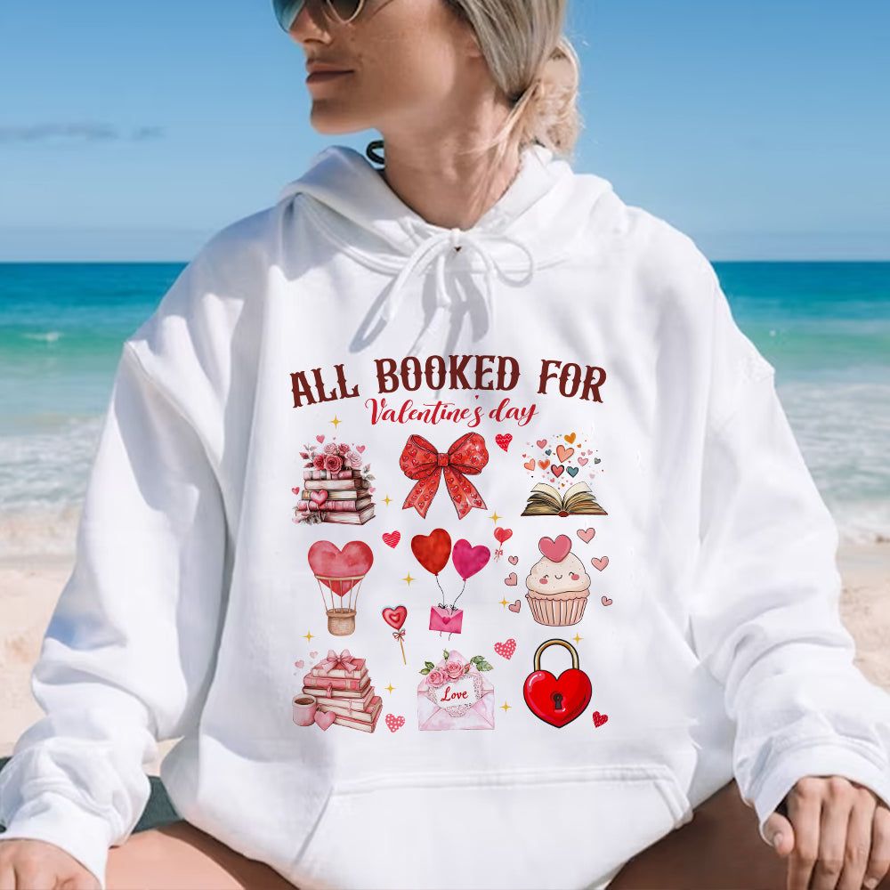 Teesdily | All Booked For Valentine's Day Shirt, Valentine Coquette Sweatshirt, Valentine's Day Coquette Bow Hoodie Mug Lover